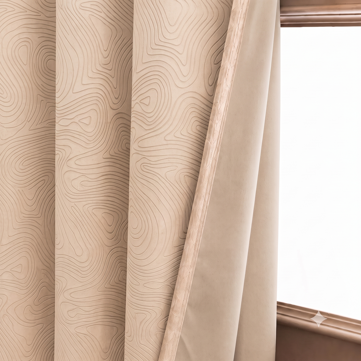LHF 100% True Blackout Curtains Luxury Wave Embossed Design Complete Light Block Thermal Insulated & Noise Reducing Room Darkening Curtains (Beige-03, Door-7 Feet, Pack of -1)