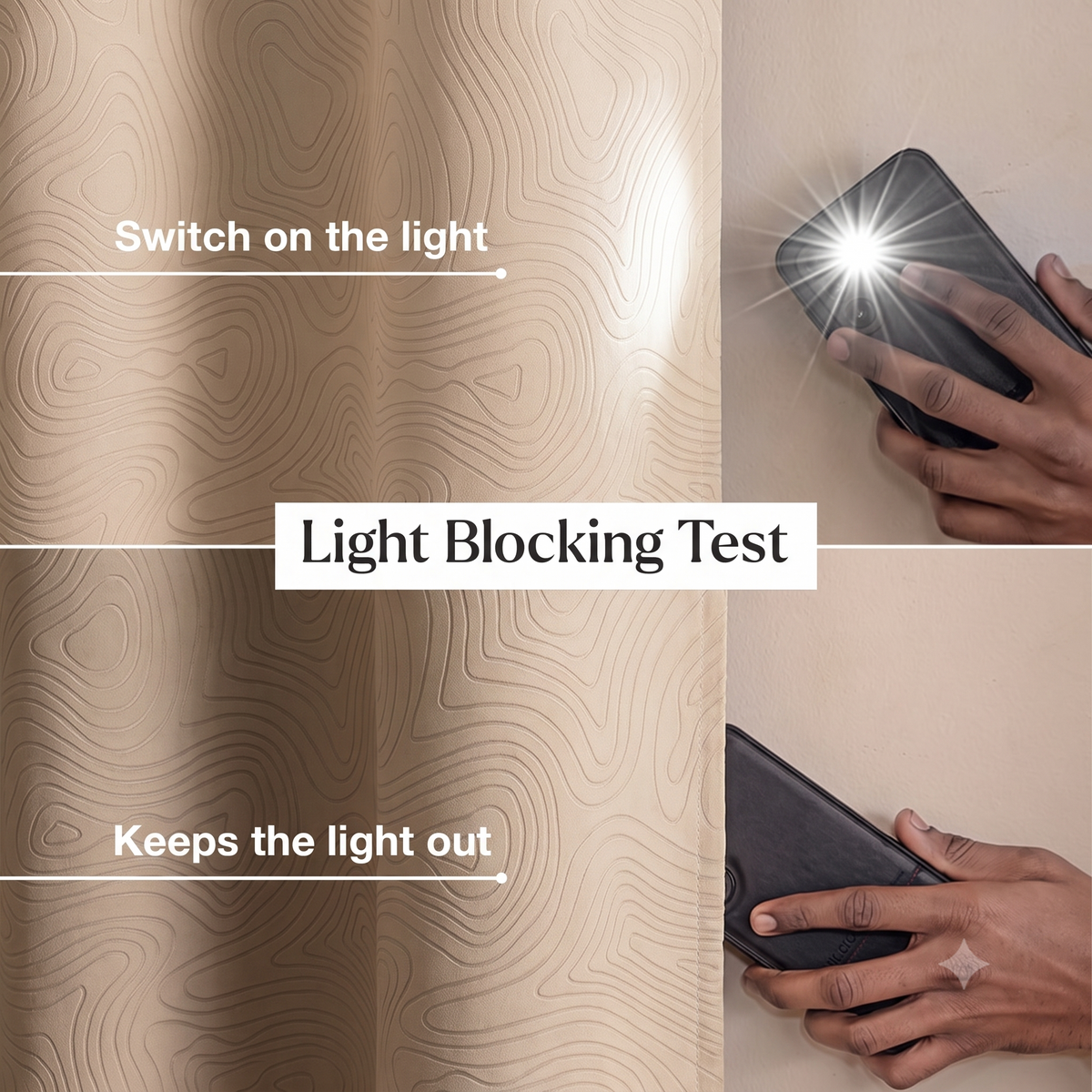 LHF 100% True Blackout Curtains Luxury Wave Embossed Design Complete Light Block Thermal Insulated & Noise Reducing Room Darkening Curtains (Beige-03, Door-7 Feet, Pack of -1)